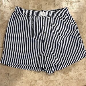 NWT Anthropologie Wren Boxer Shorts navy /white stripe pattern Women’s Size M